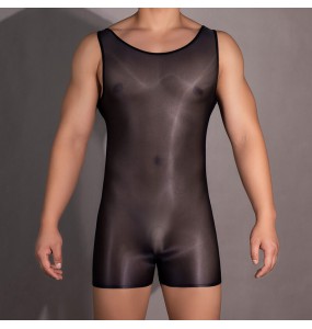 Feeetmoi - Men's Shiny Sheer Bodysuit (Black)